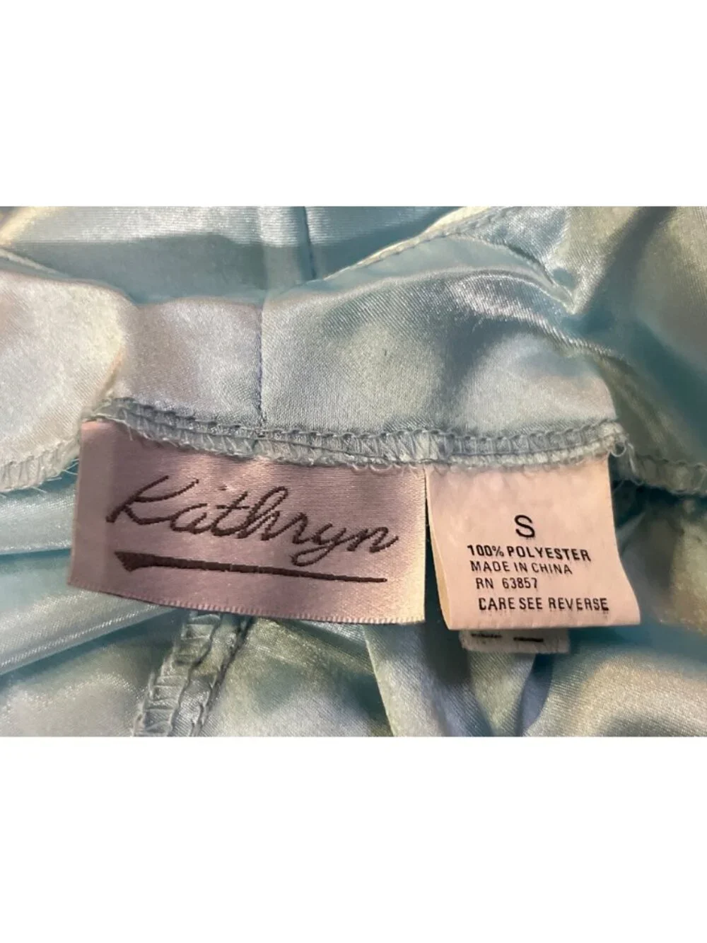 Vintage Kathryn Womens S Aqua Blue Satin Long Nightgown Sleeveless Used